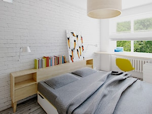 Mieszkanie Kraków - Mała biała z biurkiem sypialnia, styl skandynawski - zdjęcie od Vostok Design