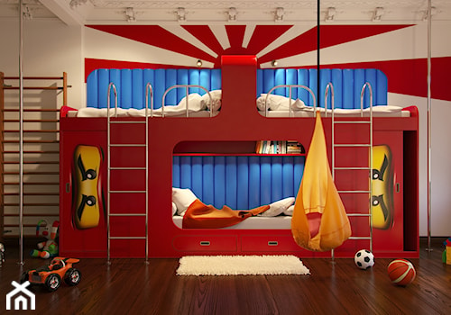 Projekt pokoju dziecięcego - Średni szary pokój dziecka dla dziecka dla nastolatka dla chłopca dla dziewczynki dla rodzeństwa, styl nowoczesny - zdjęcie od Żurek Studio