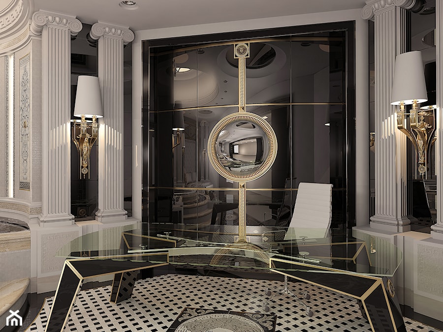 Projekt łazienki show-roomu Gianni Versace CD - autor J.Żurek - Średnie czarne szare biuro, styl glamour - zdjęcie od Żurek Studio