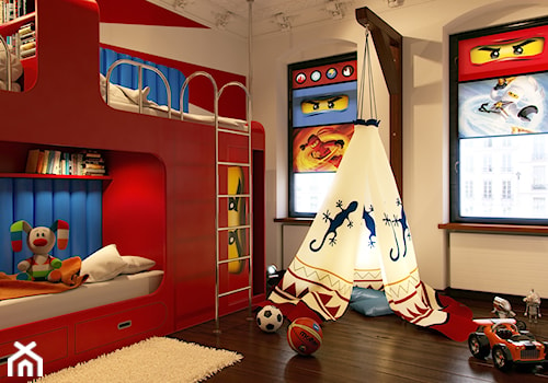 Projekt pokoju dziecięcego - Średni czerwony szary pokój dziecka dla dziecka dla nastolatka dla chłopca dla dziewczynki, styl nowoczesny - zdjęcie od Żurek Studio