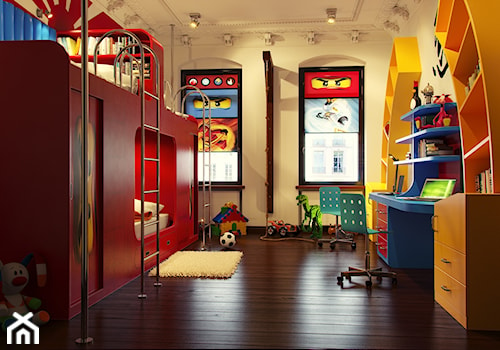 Projekt pokoju dziecięcego - Duży beżowy pokój dziecka dla dziecka dla chłopca dla dziewczynki dla rodzeństwa, styl nowoczesny - zdjęcie od Żurek Studio