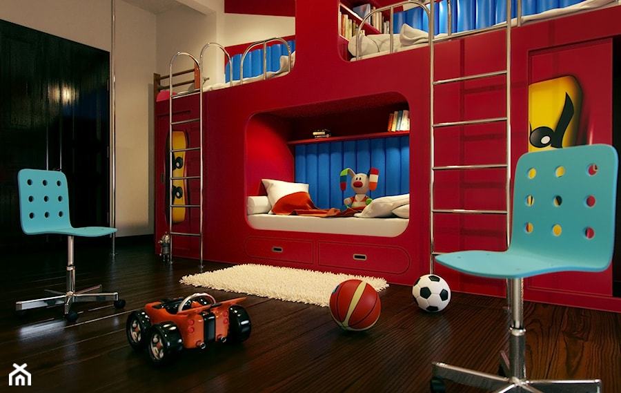 Projekt pokoju dziecięcego - Średni beżowy biały pokój dziecka dla dziecka dla rodzeństwa, styl nowoczesny - zdjęcie od Żurek Studio