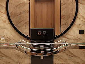Realizacja autorskiej łazienki w Konsulacie Królestwa Danii we Wrocławiu - Mała bez okna z lustrem łazienka, styl glamour - zdjęcie od Żurek Studio