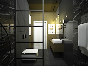 Męska łazienka 3,9 - Średnia bez okna z lustrem z marmurową podłogą z punktowym oświetleniem łazienka, styl nowoczesny - zdjęcie od Anna KarJan Pracownia architektury wnętrz
