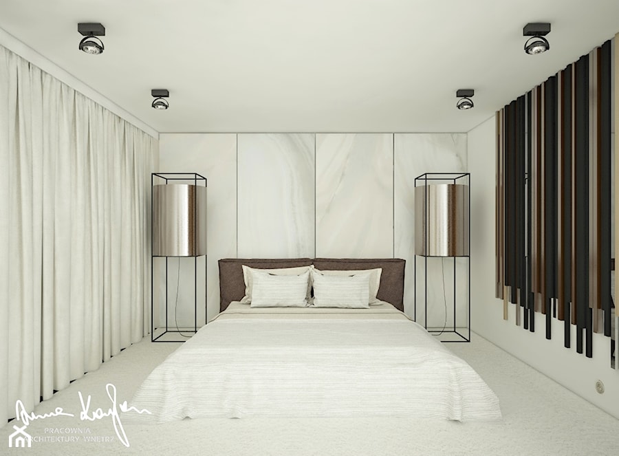 New Concept - Średnia biała sypialnia, styl minimalistyczny - zdjęcie od Anna KarJan Pracownia architektury wnętrz