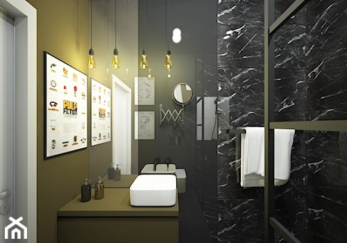 Męska łazienka 3,9 - Mała bez okna z lustrem z marmurową podłogą łazienka, styl nowoczesny - zdjęcie od Anna KarJan Pracownia architektury wnętrz