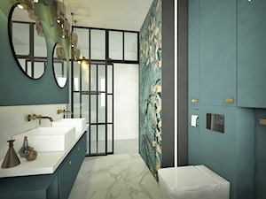 Łazienka 5 m2 - Średnia z lustrem z dwoma umywalkami z marmurową podłogą łazienka z oknem, styl nowoczesny - zdjęcie od Anna KarJan Pracownia architektury wnętrz