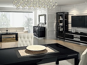 Jadalnia - Średnia czarna szara jadalnia w salonie, styl glamour - zdjęcie od italiastyle