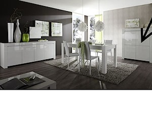 Jadalnia - Średnia biała brązowa jadalnia w salonie, styl glamour - zdjęcie od italiastyle