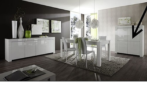 Jadalnia - Średnia biała brązowa jadalnia w salonie, styl glamour - zdjęcie od italiastyle