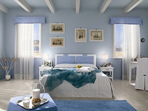 Sypialnia - Duża niebieska sypialnia, styl glamour - zdjęcie od italiastyle
