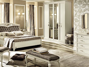 Sypialnia - Duża szara sypialnia, styl glamour - zdjęcie od italiastyle