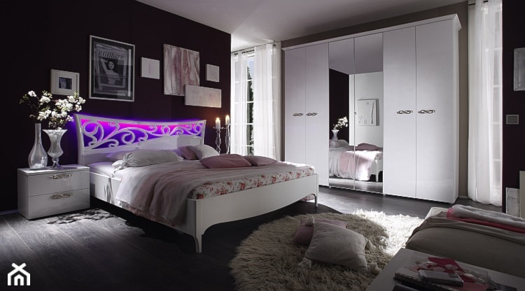 Sypialnia - Duża czarna sypialnia, styl glamour - zdjęcie od italiastyle
