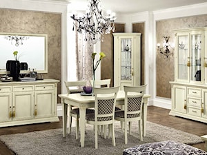 Jadalnia - Średnia biała jadalnia w salonie, styl glamour - zdjęcie od italiastyle