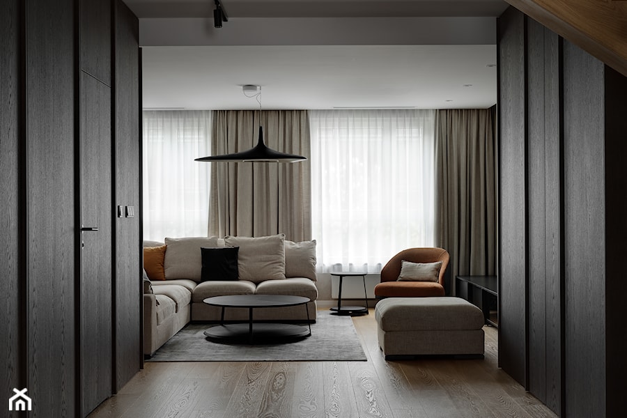 IMB APARTMENT - Salon, styl nowoczesny - zdjęcie od Oskar Firek Architects