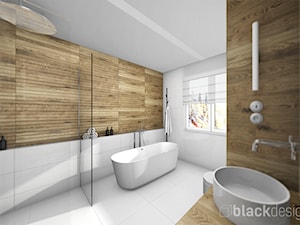 Łazienka dla dwojga - Średnia z lustrem łazienka z oknem, styl skandynawski - zdjęcie od black design