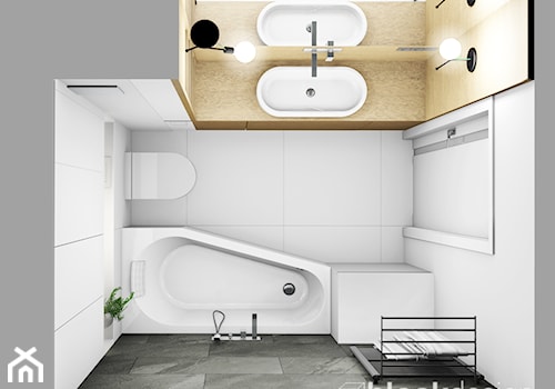 Średnia łazienka z pralką - Średnia bez okna łazienka, styl nowoczesny - zdjęcie od black design