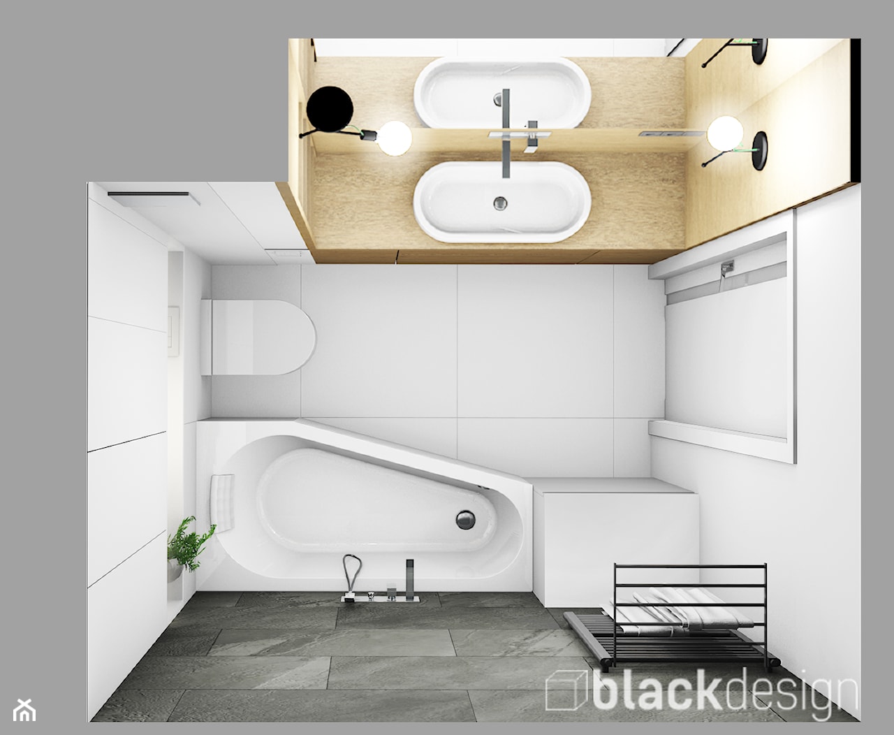 Średnia łazienka z pralką - Średnia bez okna łazienka, styl nowoczesny - zdjęcie od black design - Homebook