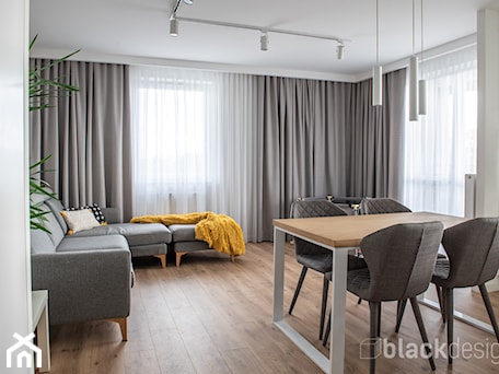 Aranżacje wnętrz - Salon: Białystok Mieszkanie 67 m2 - Średni biały szary salon z kuchnią z jadalnią, styl skandynawski - black design. Przeglądaj, dodawaj i zapisuj najlepsze zdjęcia, pomysły i inspiracje designerskie. W bazie mamy już prawie milion fotografii!