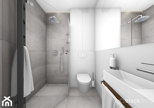 Mała łazienka w bloku - Średnia bez okna z lustrem łazienka, styl nowoczesny - zdjęcie od black design