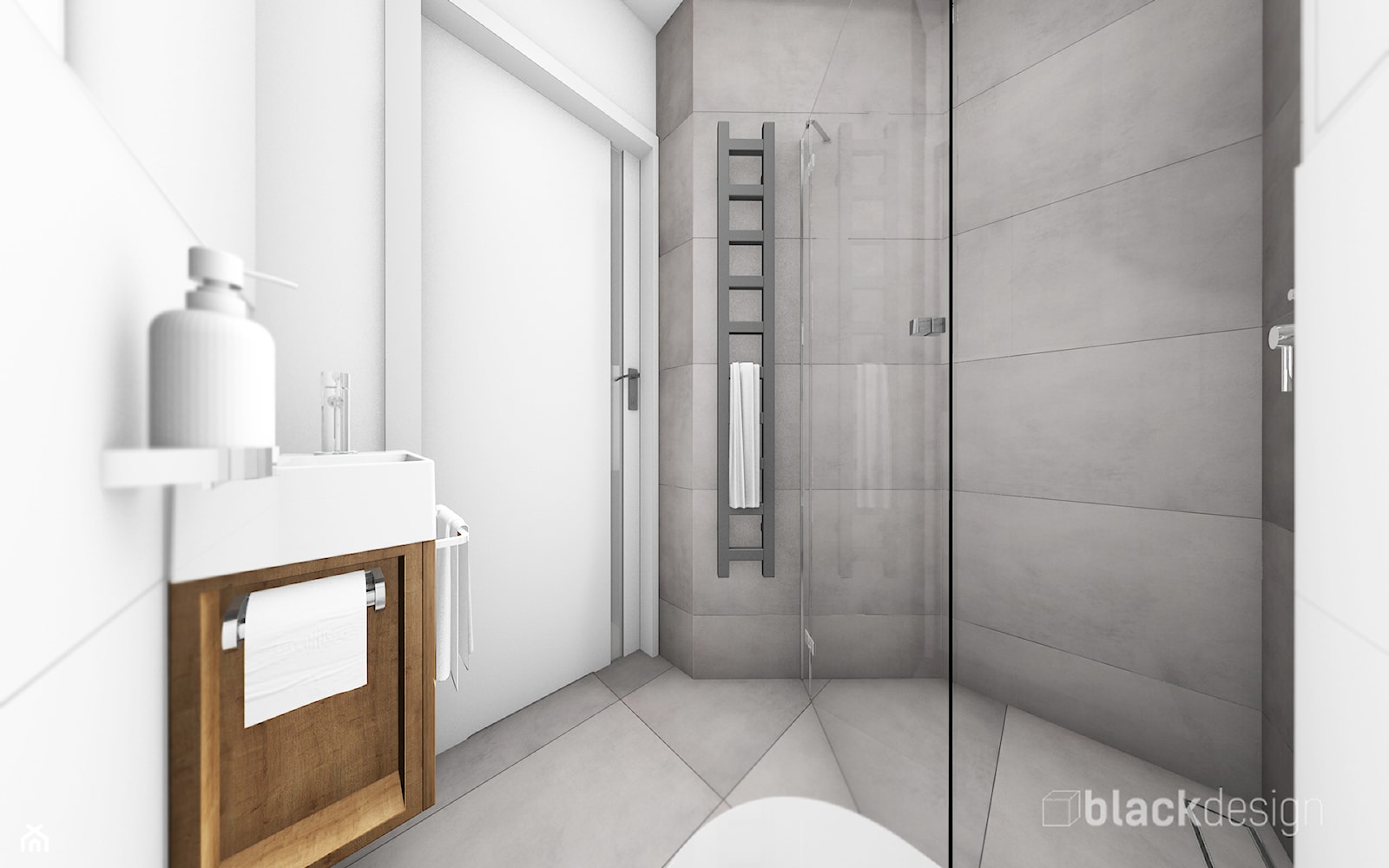 Mała łazienka w bloku - Mała bez okna łazienka, styl nowoczesny - zdjęcie od black design - Homebook