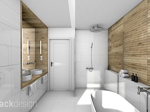 Łazienka dla dwojga - Średnia bez okna z lustrem z dwoma umywalkami łazienka, styl skandynawski - zdjęcie od black design