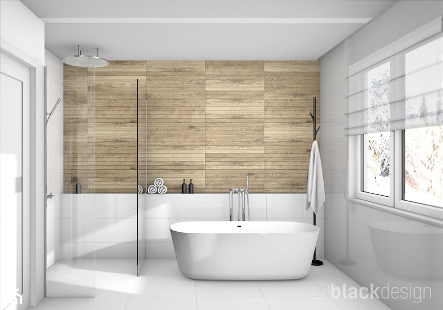 Łazienka dla dwojga - Duża jako pokój kąpielowy łazienka z oknem, styl skandynawski - zdjęcie od black design