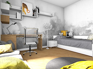 Pokój dla dziewczynki - Średni biały szary pokój dziecka dla nastolatka dla chłopca, styl nowoczesny - zdjęcie od black design