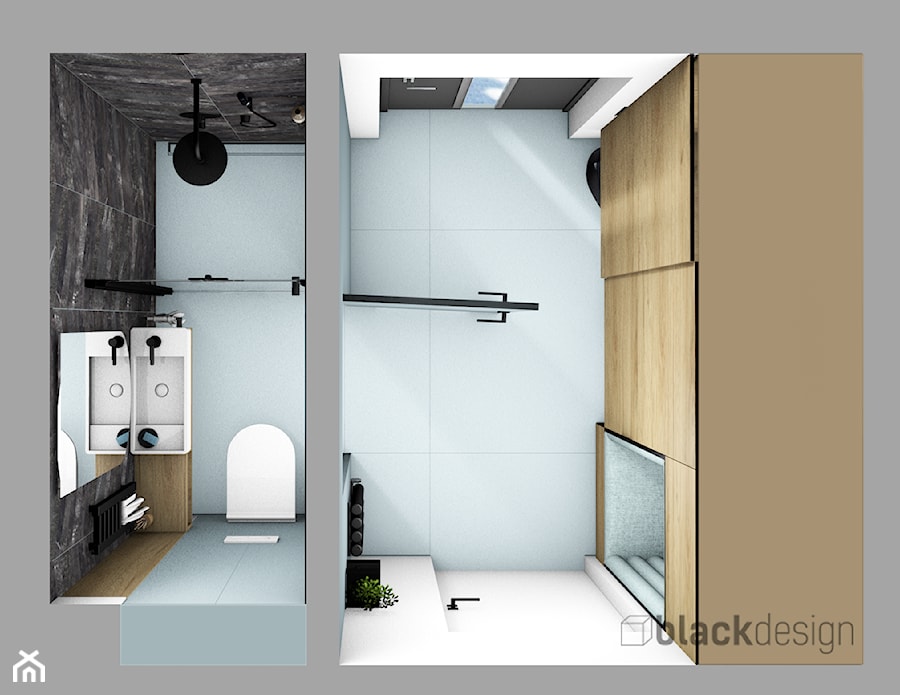 Mała łazienka i wiatrołap: brudny błękit - zdjęcie od black design
