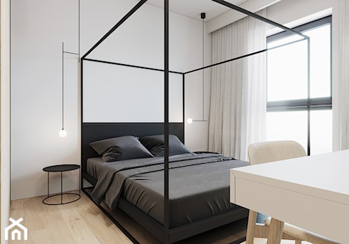 WNĘTRZE ROZ_18 - Średnia biała z biurkiem sypialnia, styl minimalistyczny - zdjęcie od 081 architekci