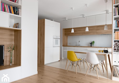 Mieszkanie M&M - Mała biała jadalnia w kuchni, styl nowoczesny - zdjęcie od 081 architekci