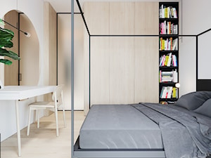 WNĘTRZE ROZ_18 - Średnia biała sypialnia, styl minimalistyczny - zdjęcie od 081 architekci