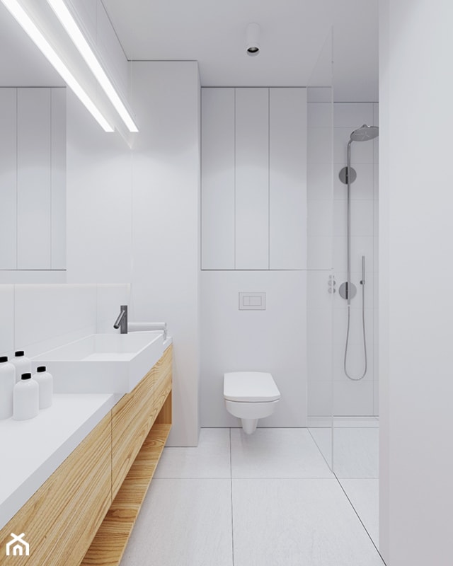 Średnia z punktowym oświetleniem łazienka, styl skandynawski - zdjęcie od 081 architekci