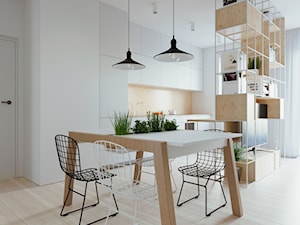 WNĘTRZE PJA - Średnia biała jadalnia jako osobne pomieszczenie, styl skandynawski - zdjęcie od 081 architekci