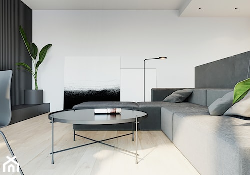 WNĘTRZE ROZ_18 - Mały biały czarny salon, styl minimalistyczny - zdjęcie od 081 architekci