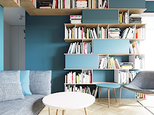 Kolorowa kawalerka - Mały niebieski salon, styl nowoczesny - zdjęcie od 081 architekci
