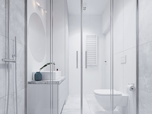 WNĘTRZE ABR_17 - Mała na poddaszu bez okna z lustrem łazienka, styl skandynawski - zdjęcie od 081 architekci