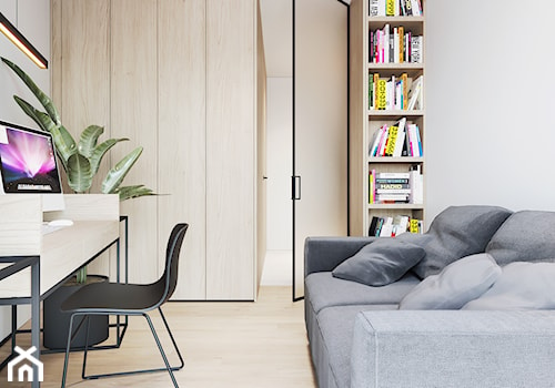 WNĘTRZE ROZ_18 - Małe w osobnym pomieszczeniu z sofą białe biuro, styl minimalistyczny - zdjęcie od 081 architekci