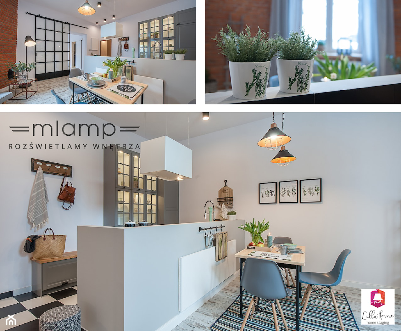 Eklektyczne mieszkanie z industrialnym oświetleniem - Jadalnia, styl nowoczesny - zdjęcie od =mlamp.pl= | rozświetlamy wnętrza - Homebook