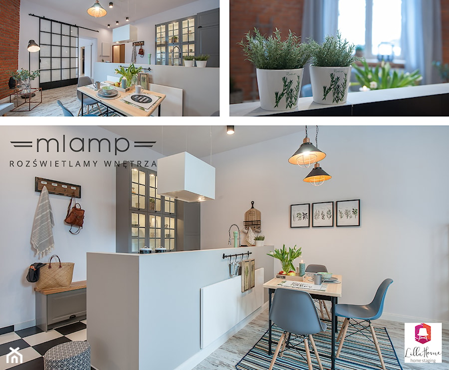 Eklektyczne mieszkanie z industrialnym oświetleniem - Jadalnia, styl nowoczesny - zdjęcie od =mlamp.pl= | rozświetlamy wnętrza