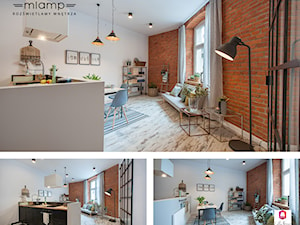 Eklektyczne mieszkanie z industrialnym oświetleniem - Salon, styl nowoczesny - zdjęcie od =mlamp.pl= | rozświetlamy wnętrza