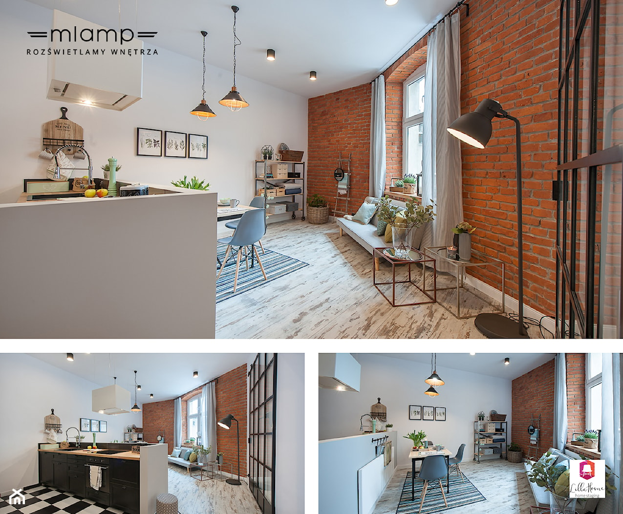 Eklektyczne mieszkanie z industrialnym oświetleniem - Salon, styl nowoczesny - zdjęcie od =mlamp.pl= | rozświetlamy wnętrza - Homebook