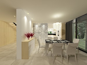 Nowoczesny ciepły dom - Mały biały salon z kuchnią z jadalnią, styl nowoczesny - zdjęcie od K.S.Project Katarzyna Sołtyńska-Nawratek