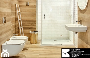 łazienka w drewnie - Łazienka, styl skandynawski - zdjęcie od K.S.Project Katarzyna Sołtyńska-Nawratek