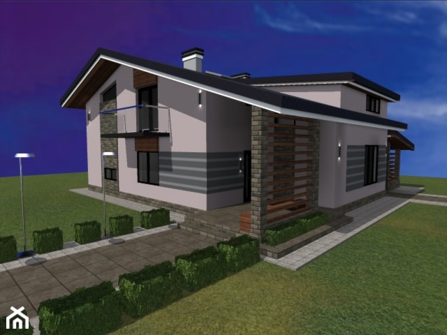 Render Projektu Elewacji/ koncepcja wstępna domu z lat 90