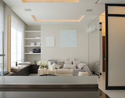 Salon, jadalnia oraz część sypialni w przestrzeni open space - zdjęcie od STUDIO.O. organic design - Homebook