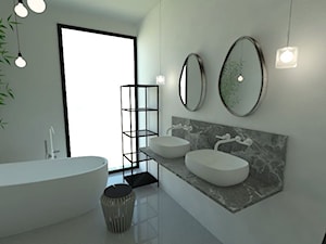 Minimalistyczna łazienka ze sztuką - zdjęcie od Renee's Interior Design