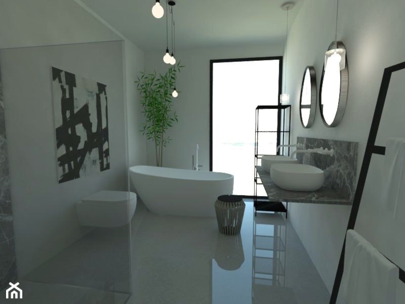 Minimalistyczna łazienka ze sztuką - zdjęcie od Renee's Interior Design