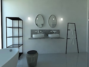Minimalistyczna łazienka ze sztuką - zdjęcie od Renee's Interior Design