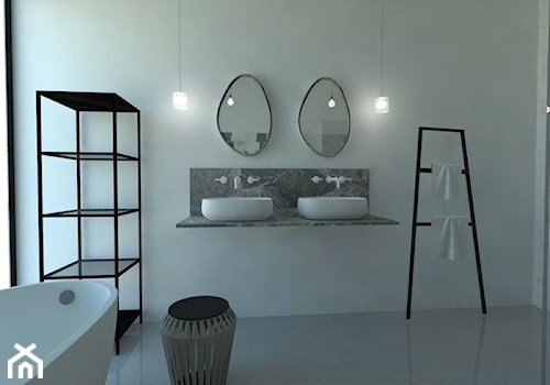 Minimalistyczna łazienka ze sztuką - zdjęcie od Renee's Interior Design